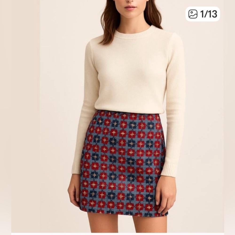 Talbots Wool Blend Geometric Mini Skirt